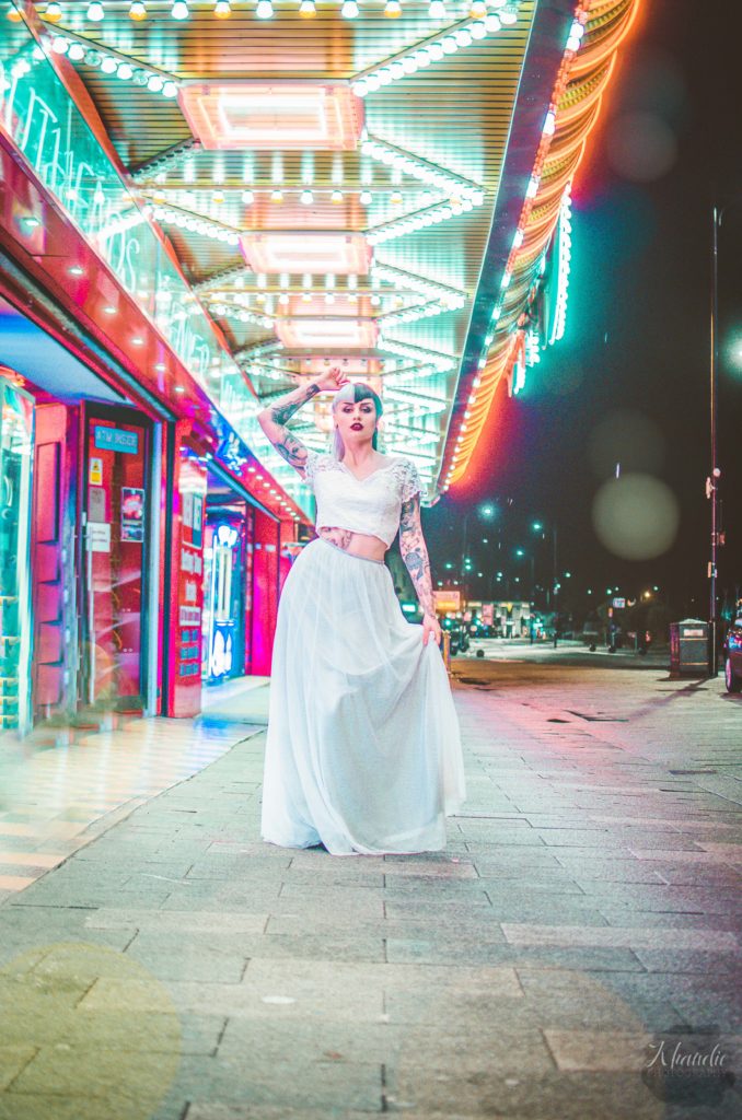 elopement, wedding, alt, photographer, tattooed, inked, model, bride, groom, night, bokeh, khandie, photographer, photography,