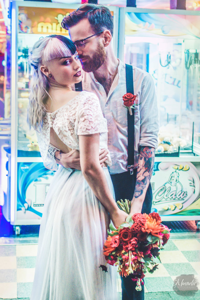 elopement, wedding, alt, photographer, tattooed, inked, model, bride, groom, night, bokeh, khandie, photographer, photography,