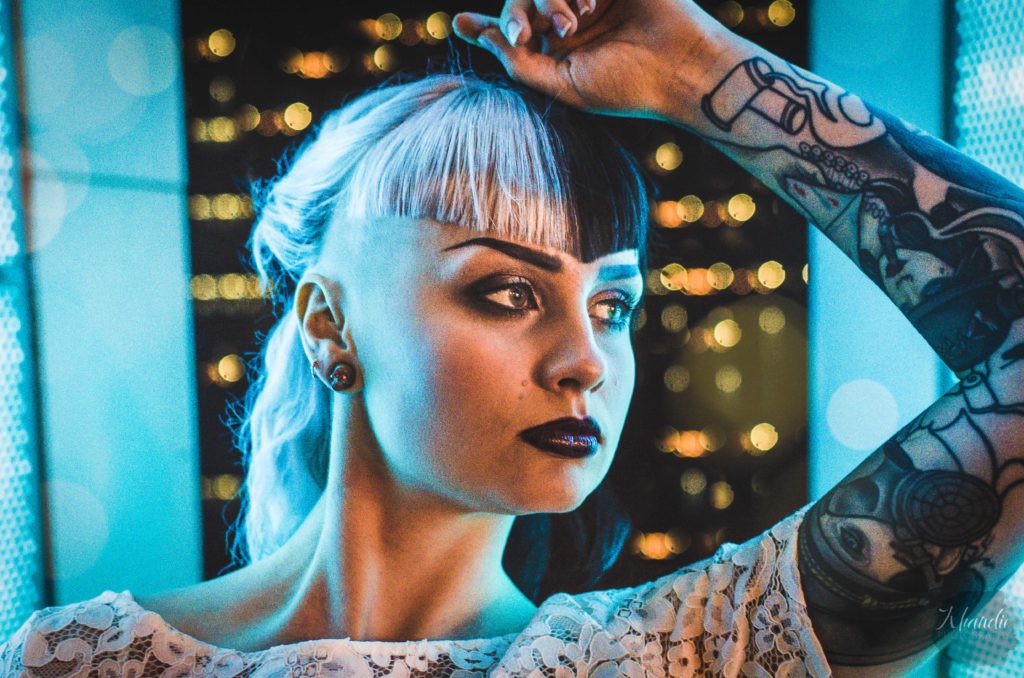 elopement, wedding, alt, photographer, tattooed, inked, model, bride, groom, night, bokeh, khandie, photographer, photography,