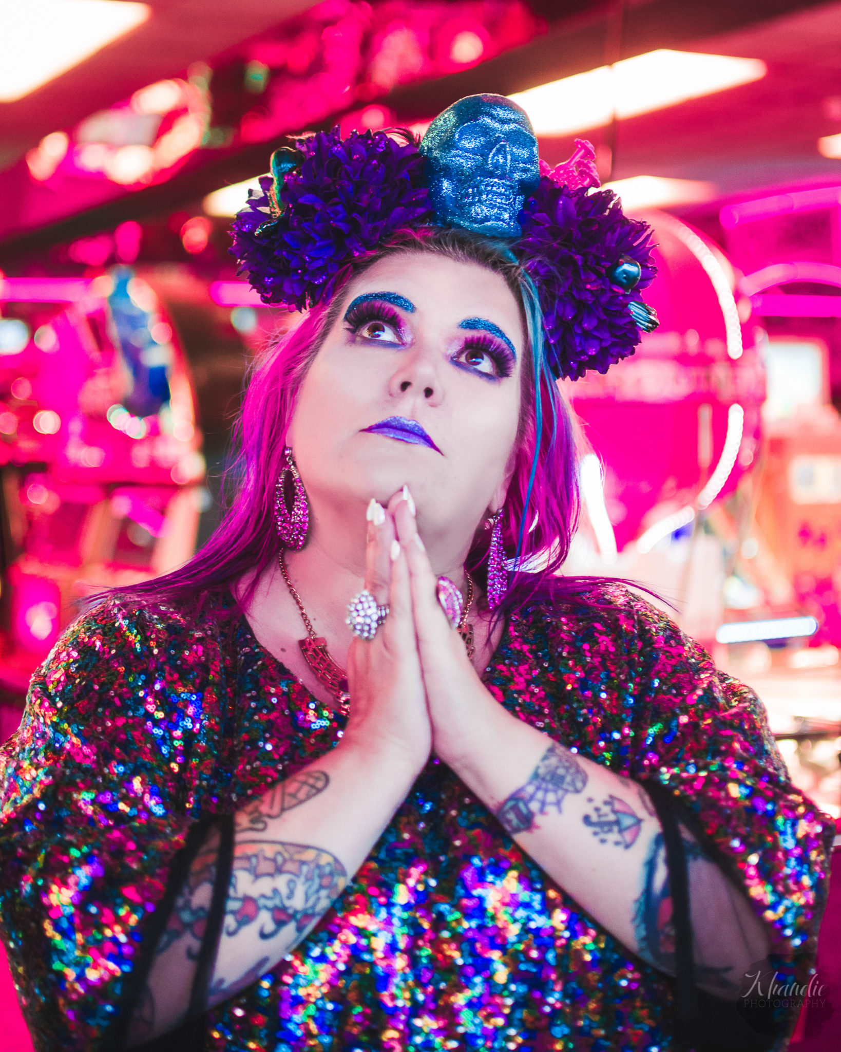 pinkie t'boo, burlesque. portrait. photographer. beach. neon. lights. fairy. felixstowe, khandie, photography,
