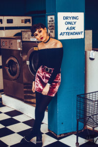 fashion, northampton, nataria, northants, laundromat, laundrette, high street, monochrome, 50s, 60s, styled, khandie, photographer, photography,